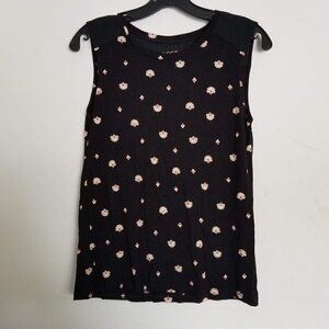 Loft Floral Print Semi Sheer Sleeveless Blouse Top
